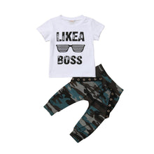 Load image into Gallery viewer, Baby Hip Hop Short Sleeve Summer Toddler Infant Like A Boss Letter Tops T-shirt  and Pants Outfits 2Pcs Ste For Boys
