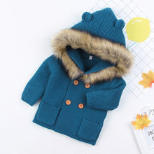 Load image into Gallery viewer, Warm Winter Luxury Newborn Baby Boy Girl Knitted Buttons Hooded Jacket Coat In Modern Design
