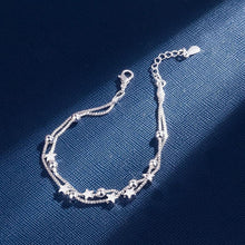 Load image into Gallery viewer, New Modern 925 Sterling Silver Double Layers Stars Beads Luxury Bracelets For Women Elegant Chain Charm Bracelet Birthday Party Gift (silver star)
