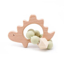 Load image into Gallery viewer, Wooden Teether Hedgehog Crochet Beads Wood Crafts Ring Engraved Bead Baby Teether Wooden Toys For Kids Rattle
