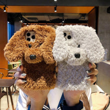 Load image into Gallery viewer, Fashion Luxury Cute Fuzzy Furry Wool Plush 3D Cute dog Plush fur phone Case For iphone 12 13 Mini 11 pro Max 6 6S 7 8 Plus X XR XS Winter Warm fur Soft Cover
