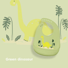 Load image into Gallery viewer, Cute Cartoon Print Baby Bibs Waterproof Soft Silicone Baby Feeding Stuff Dinosaur Pattern Bib For Kids
