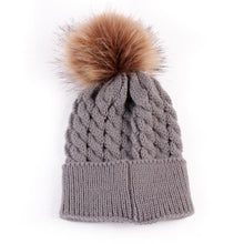 Load image into Gallery viewer, Infant Baby Boy Girl &amp; Mom Winter Knit Warm Soft Beanie Hat Hairball Cap for Adult Children Family Matching Caps Hats
