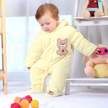 Load image into Gallery viewer, Modern Winter Baby  Bear Animal Costume Hooded Romper Warm Flannel Plush Jumpsuit For Girls and Boys

