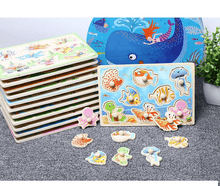 Load image into Gallery viewer, New Hand Grab Board Wooden Puzzle Toys for Children Cartoon Animal Fruit  Kids Baby Early Educational Learning Toy
