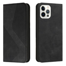 Load image into Gallery viewer, Luxury Blue Flip Wallet Case For iPhone 14 13 12 Mini Plus 11 Pro Magnetic Cards Phone Cover Magnetic PU Leather Phone Case Classic S-shaped Simple Flip Wallet Cover
