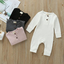 Load image into Gallery viewer, Infant Baby Boy Girl Cotton Romper Knitted Ribbed Jumpsuit Solid Clothes Warm Outfit For Kids
