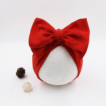 Load image into Gallery viewer, Handamde Elegant Baby Hats for Girls Big Bow Turban Hat Newborn  Baby Beanie Cap Solid Color Style
