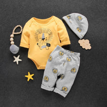 Load image into Gallery viewer, Autumn and Winter Cotton Lion Casual Baby Bodysuit Pants Hat Suit Pajamas Set OFr Boys And Girls Kids
