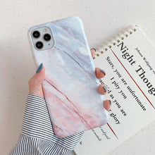 Load image into Gallery viewer, White Gray Marble Slim Soft Clear Bumper Full-Body Protective Phone Case Cover Glossy Marble Texture Cover for iPhone 11 14 Pro Max 14Plus 12 13 Mini X XR XS Max Soft Back Case
