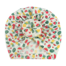 Load image into Gallery viewer, Luxury Modern Donut Baby Beanie Turban Hat Baby Cap Cotton Fruit Print Floral Toddler Baby Girl Cap Design
