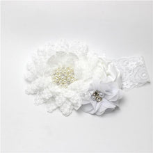 Load image into Gallery viewer, Luxury Modern Handmade Flower Headband Newborn Infant Pearl Flowers With Lace wide Headbands Bebes Hair Accessories Bow
