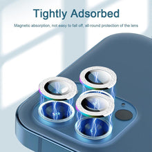 Load image into Gallery viewer, 2023 New Diamond Bling Metal Ring Glass Protective Cap For iPhone 14 13 12 11 Pro Max Mini Camera Lens Circle Protector Paste Tempered Glass Camera Cover Camera Lens Protector
