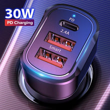 Load image into Gallery viewer, Universal 30W PD 3 USB Car Charger Quick Charge QC3.0 Mobile Phone Type C Fast Charging For Phones
