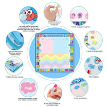 Load image into Gallery viewer, Coolplay 100x100cm Magic Water Drawing Mat Doodle Mat &amp; 4 Drawing Pens &amp; 1 Stamps Set Painting Board Educational Toys for Kids

