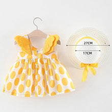 Load image into Gallery viewer, Luxury Modern Baby Girls Dresses With Hat 2pcs Clothes Sets Kids Clothes Baby Sleeveless Dress Print Floral Fruit Design Style
