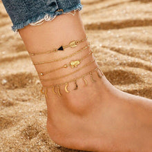 Load image into Gallery viewer, Luxury Leg Brecelet Gold Color Tassel Beads Anklet Bracelet for Leg for Women Set

