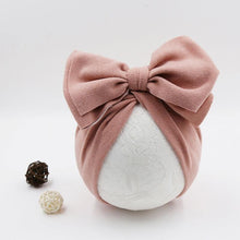 Load image into Gallery viewer, Handamde Elegant Baby Hats for Girls Big Bow Turban Hat Newborn  Baby Beanie Cap Solid Color Style
