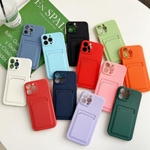 Load image into Gallery viewer, Soft Silicone Phone Case For iPhone 14 13 Pro Max 13Pro Silicone Soft Mobile Phone Case Wallet Card Holder Cover Slim Fit Thin Protective Soft Shock-Absorbing Wallet Case
