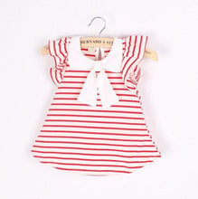 Load image into Gallery viewer, Children's Wear Dress Girls  Dresses For Party and Wedding with 100% Cotton Striped Lapel Fly Sleeves
