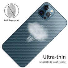 Load image into Gallery viewer, Back Screen Protective Film Carbon Fiber Skin Transparent Screen Guard Sticker Carbon Fiber Transparent Film For iPhone 14 13 12 Mini 11 Pro X XR XS Max SE3 7 8 Plus Phone Back Screen Protector Sticker
