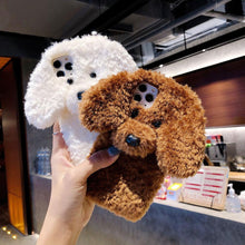Load image into Gallery viewer, Fashion Luxury Cute Fuzzy Furry Wool Plush 3D Cute dog Plush fur phone Case For iphone 12 13 Mini 11 pro Max 6 6S 7 8 Plus X XR XS Winter Warm fur Soft Cover
