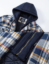 Load image into Gallery viewer, Men's Modern Warm Jacket With Removable Hood Winter Coats Men's Hooded Jackets Fashionable Autumn Jackets Winter Warm Coat Thick Hoodie Long Sleeve Outdoor Plaid Shirt Jackets
