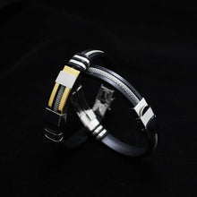 Load image into Gallery viewer, Stainless Steel Silicone Bracelet Men Jewelry Wrist Band Punk Style  Men Rubber Charm Brecelet
