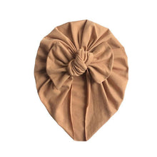 Load image into Gallery viewer, Handamde Elegant Baby Hats for Girls Big Bow Turban Hat Newborn  Baby Beanie Cap Solid Color Style
