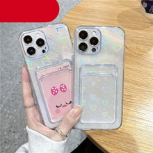 Load image into Gallery viewer, Unique Gradient Women Love Wallet Card Holder Clear Soft Case For iPhone 13 11 12 Pro Max Beautiful Colors Transparent Cover Drop Protection Transparent Phone Cover
