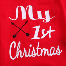 Load image into Gallery viewer, Casual New Baby Boy/Girl  First Christmas printed Clothes Romper Trousers Hat Outfit Set

