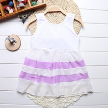 Load image into Gallery viewer, Baby Girl Clothes for Kids with Cute Purple Stripe and Round Neck  Sleeveless Chiffon Dresses For Girls
