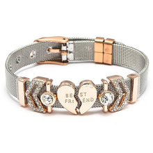 Load image into Gallery viewer, Fashion Stainless Steel Woman and Men Bracelet Mesh Bracelet Set Crystal Heart Anchor Charm Fine Bracelet Bangle For Female Lover
