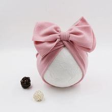 Load image into Gallery viewer, Handamde Elegant Baby Hats for Girls Big Bow Turban Hat Newborn  Baby Beanie Cap Solid Color Style
