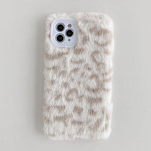 Load image into Gallery viewer, Fashion Fluffy Plush Leopard Camera Protection Phone Case For iphone 13 11 12 Pro MAX X XS XR Winter Warm Girl  Soft and Comfortable Case Unique Design Soft Cover
