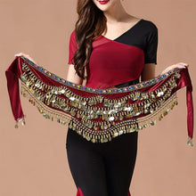 Load image into Gallery viewer, 1PC New Style Belly Dance Belt Newest Multi-color Glass Silk Velvet Dancing Belt Scarf Crystal BellyDance Waist Chain Hip Scarf

