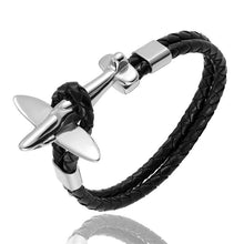 Load image into Gallery viewer, Stainless Steel Gold Aviation Airplane Anchor Bracelets For Men and Women In Retro Leather Bracelet Air Force Style Homme Jewelry Style
