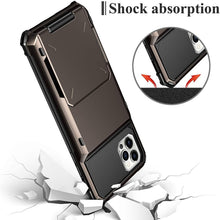 Load image into Gallery viewer, Blue Men Card Holder Hidden Pocket Phone Case Dual Layer Bumper Armor Protective Cover For iPhone 14 13 Pro Max 13 Mini 13 Pro Card Slots Wallet Case Cover Slide Armor Wallet Card Slots Holder for iPhone 13
