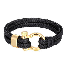 Load image into Gallery viewer, New Fashion Stainless Steel Bracelet Men Punk Genuine Leather Bracelets &amp; Bangles Charm Jewelry Anchor Style
