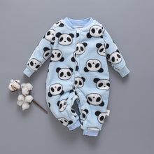 Load image into Gallery viewer, Newborn Baby Clothes Dinosaur Print Baby Boy Romper Warm Infant Soft Fleece Jumpsuit For Winter
