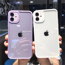 Load image into Gallery viewer, Transparent Shockproof Bumper Phone Case For iPhone 11 12 13 14 Pro Max Mini Cute Candy Color Hard Cover  Luxurious Translucent Case for iPhone
