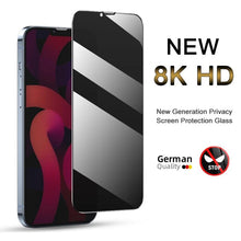 Load image into Gallery viewer, 8K Privacy Protective Glass For iPhone 11 12 13 14 Pro Max XR Anti Spy Tempered Glass For iPhone 14 13 12 Screen Protector Film Edge to Edge Case Friendly Screen Protection Film
