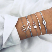 Load image into Gallery viewer, Fashion Bohemia Leaf Round Knot Cuff Bangle Gold Chain Charm Bracelet  for Women Simple Geometric Bracelets Luxury Jewelry
