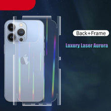 Load image into Gallery viewer, Gradient Laser Aurora Hydrogel Film For iPhone 13 11 12 Pro Max Mini X XS XR 7 8 Plus SE 2 Screen Protector Soft Full Back Cover  Thin Scratch Resistant Back Screen Guard for Iphone
