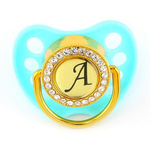 Load image into Gallery viewer, Modern Luxury Diamond Initials Letter Rhinestone Black Baby Pacifier/ Nipple For Baby Boys and Baby Girls Kids

