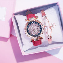 Load image into Gallery viewer, Women Elegant Popular Watch Set Starry Sky Ladies Bracelet Watch Casual Leather Sports Quartz Wristwatch For Women and Girls
