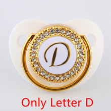 Load image into Gallery viewer, Modern Luxury Diamond Transparent Baby Pacifier Luxury Initials Letter D Bling Pacifier Rhinestone For Baby
