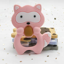 Load image into Gallery viewer, Silicone Raccoon Animal Cartoon Teether  Food Grade Chewable  Teething Toddle Safe For Baby And Perfect Gift For Babies

