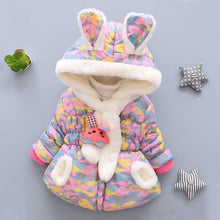 Load image into Gallery viewer, Luxury Newborn Children Plus Cute Hooded Cotton Jacket  Infant Clothing for Baby Girls In Elegant Colorful Design  For Winter
