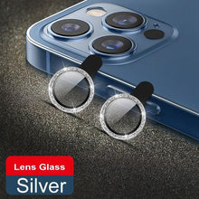 Load image into Gallery viewer, Glitter Diamond Camera Lens Protector For Iphone 13 Pro Max Mini Camera Metal Ring Glass For Iphone 12 11 Pro Max Protective Cap Diamond Glitter Camera Lens Protector On For Iphone
